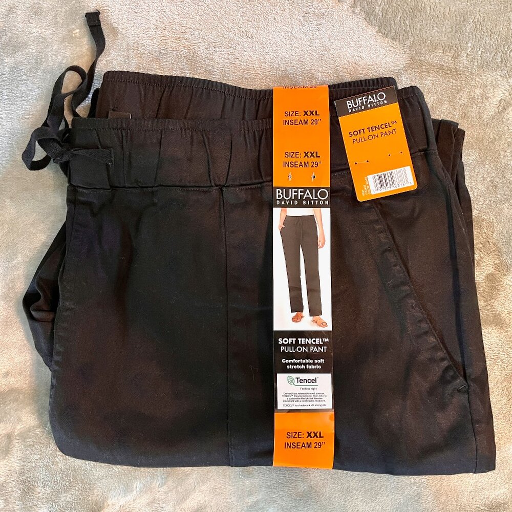 Soft Tencel Pull-On Pants * Buffalo David Bitton * Sz XXL * Black * Pockets - Picture 2 of 8